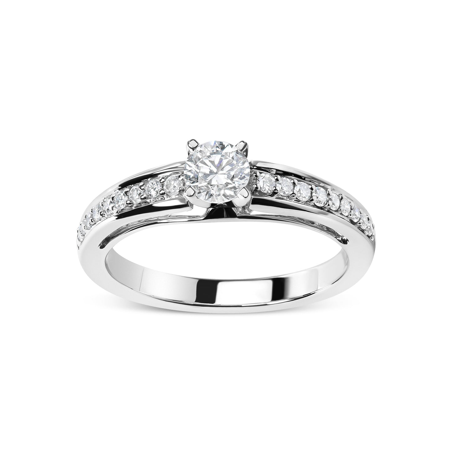 Anillo de Compromiso Solitario de Diamante de Oro Blanco de 14K - Talla 7