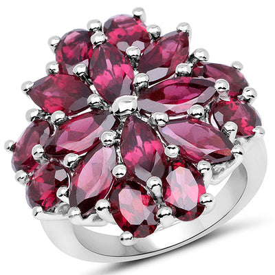 9.20 Carat Genuine Rhodolite Sterling Silver Engagement Ring