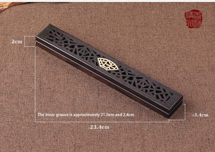 Wooden thread incense box, black sandalwood inlaid with boxwood, sleeping incense burner, incense burner, household indoor agarw - Korvel