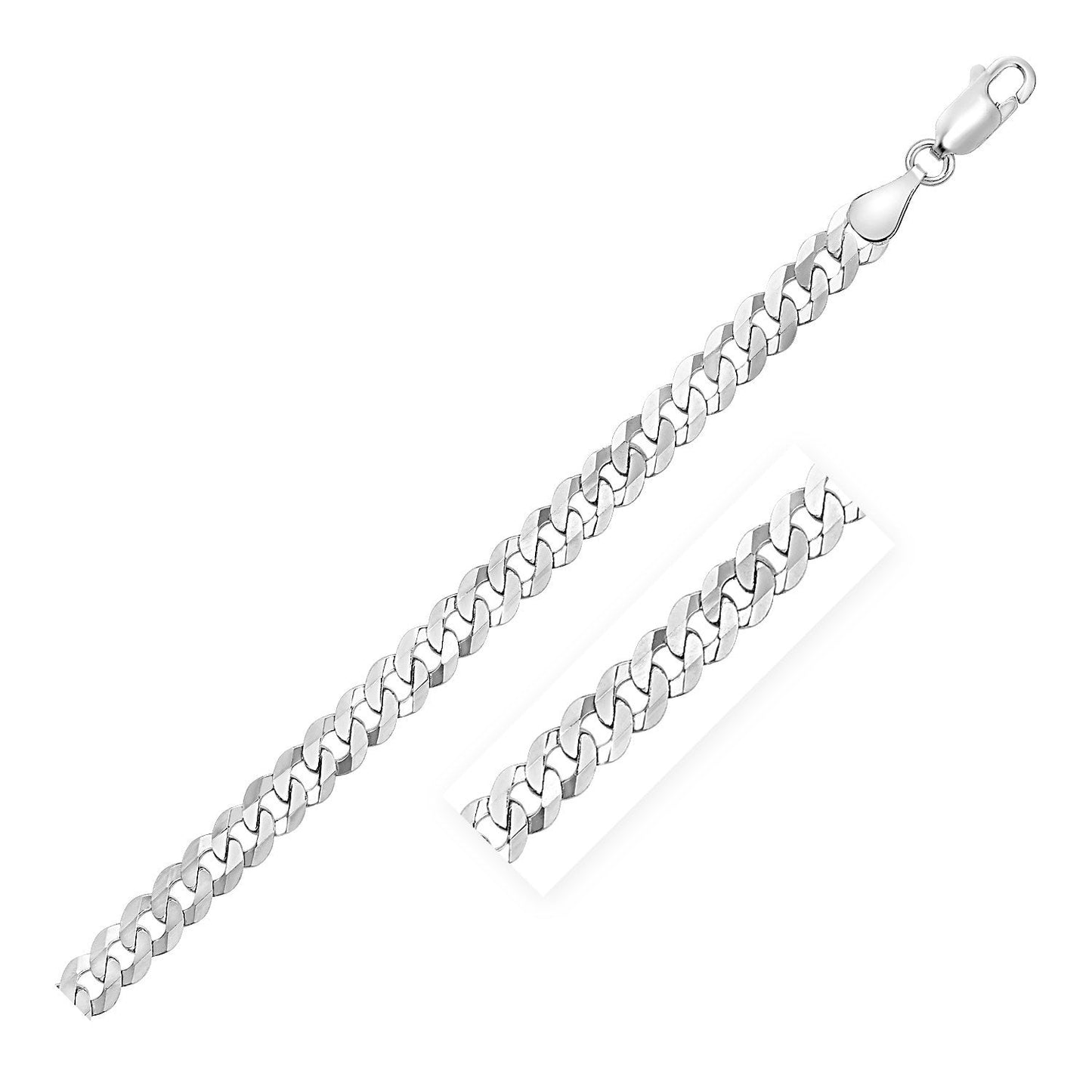 Collier en chaîne curb en argent sterling plaqué rhodium