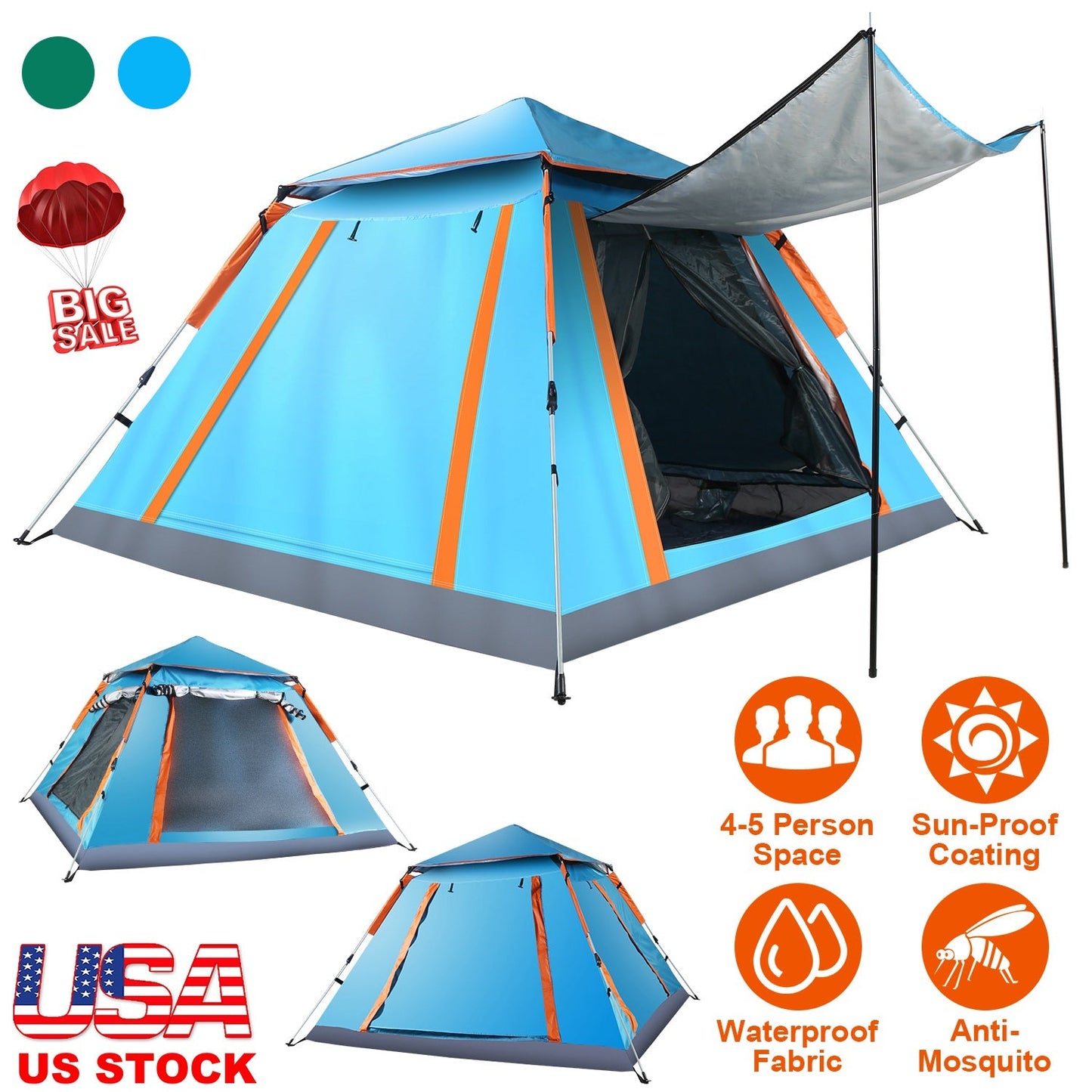 Tente de camping GBruno pour 4-5 personnes