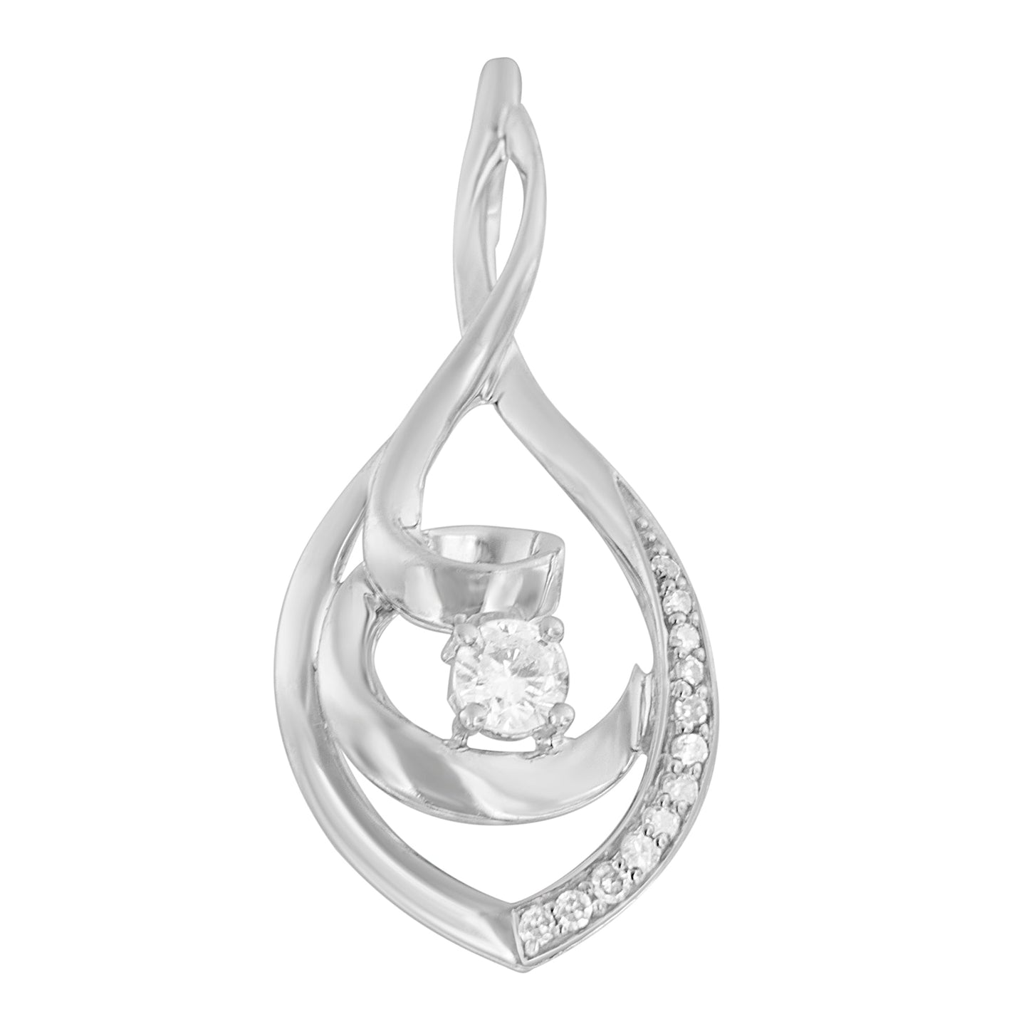 Collar de Pendiente de Espiral de Diamante en Oro Blanco de 10K