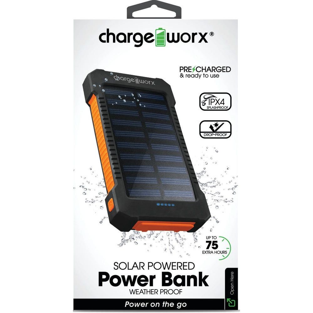Chargeworx 10K Solar Power Bank - Black