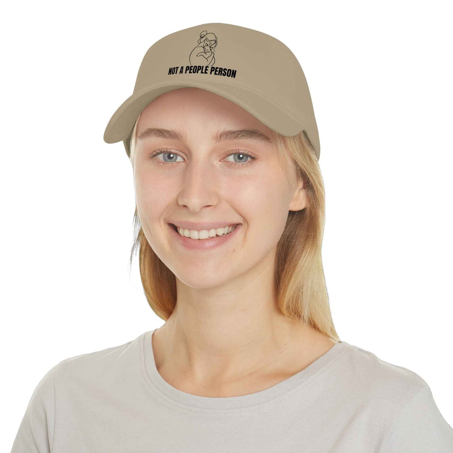 Casquette en coton à profil bas avec art linéaire de chat "Pas une personne sociable"