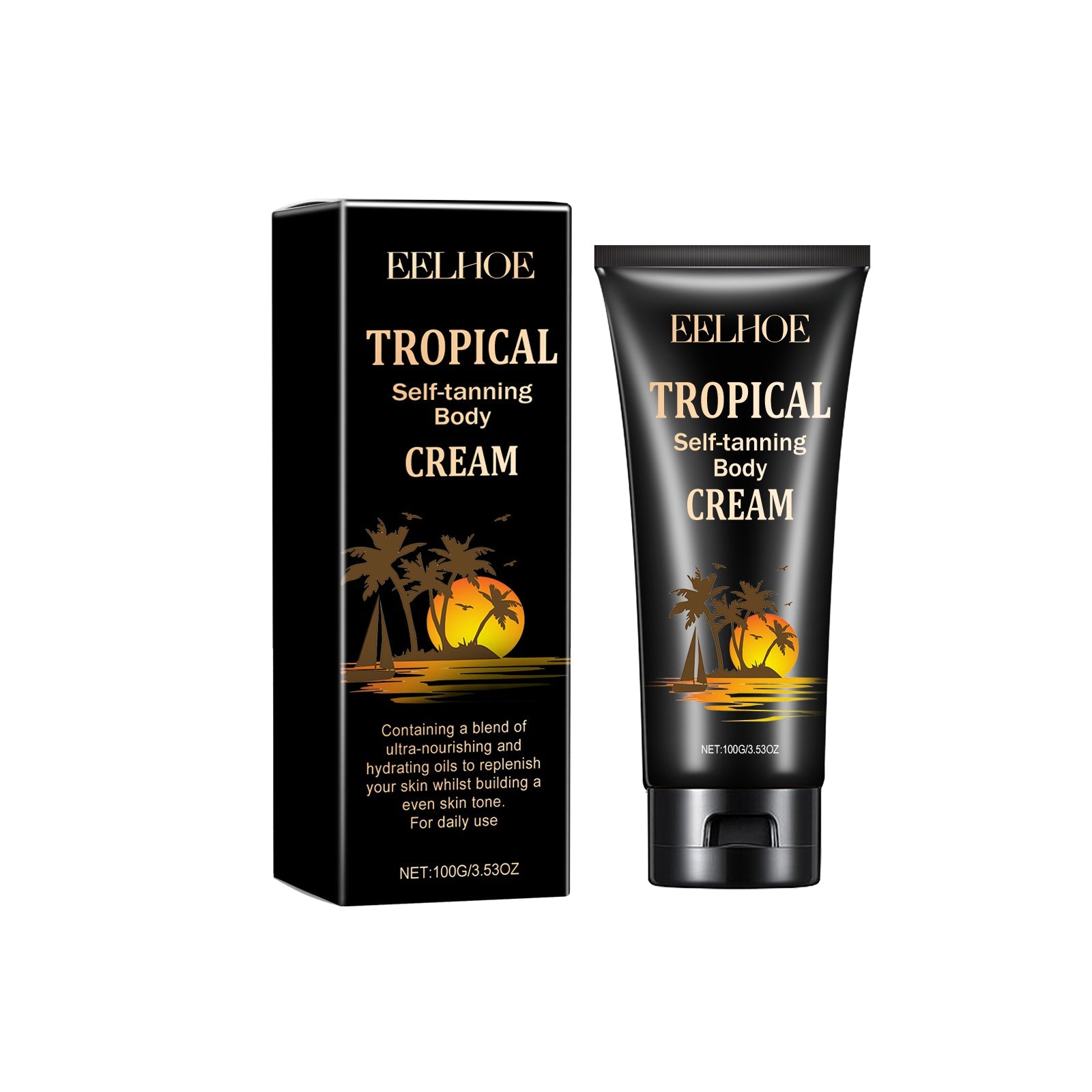 Tropical Self-Tanning Body Cream, Natural Wheatskin Moisturizing And Moisturizing Cream For Tanning And Tanning - Korvel