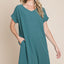V-Neck Short Sleeve Dress with Pockets
