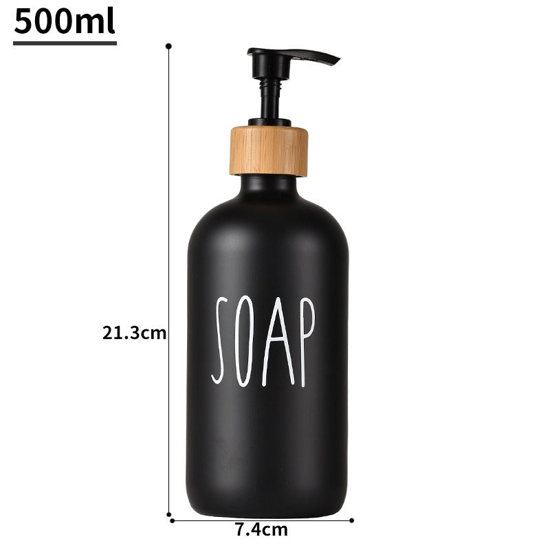 Distributeur de savon en verre élégant 500ml Boston avec capuchon en bois
