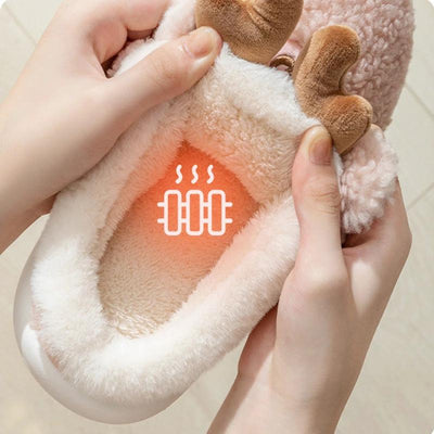 Chaussons Elk de Noël Mandotos - Chaussures d'intérieur confortables pour l'hiver