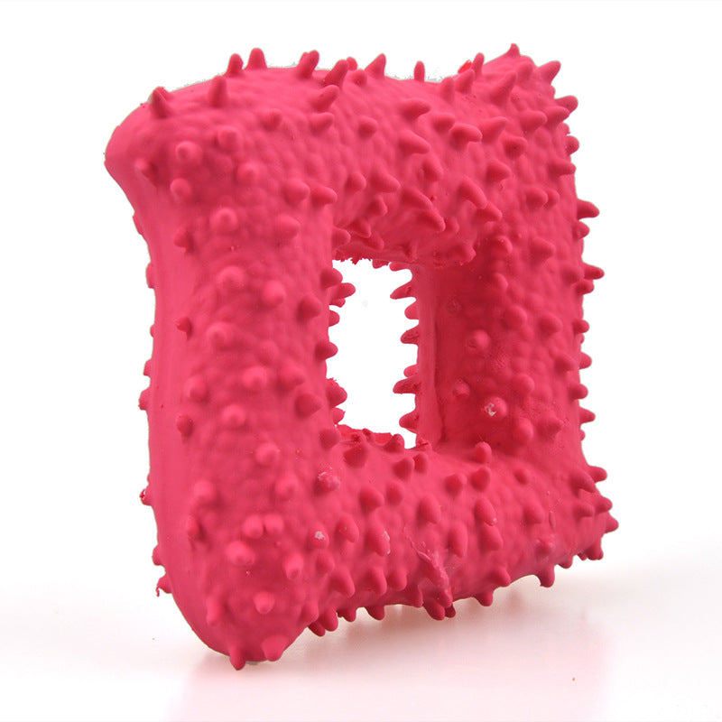 New Pet Latex Toy with Spiked Bone and Four-Corner Square Latex Sound Toy Durable Teeth-Cleaning Dog Toy - Korvel