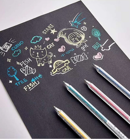 Drawing Doodling Scrapbook Journaling fluorescent Sparkle Gel Pen Neon Glitter Pens Fine Tip Art Markers Glittering Pen Set - Korvel