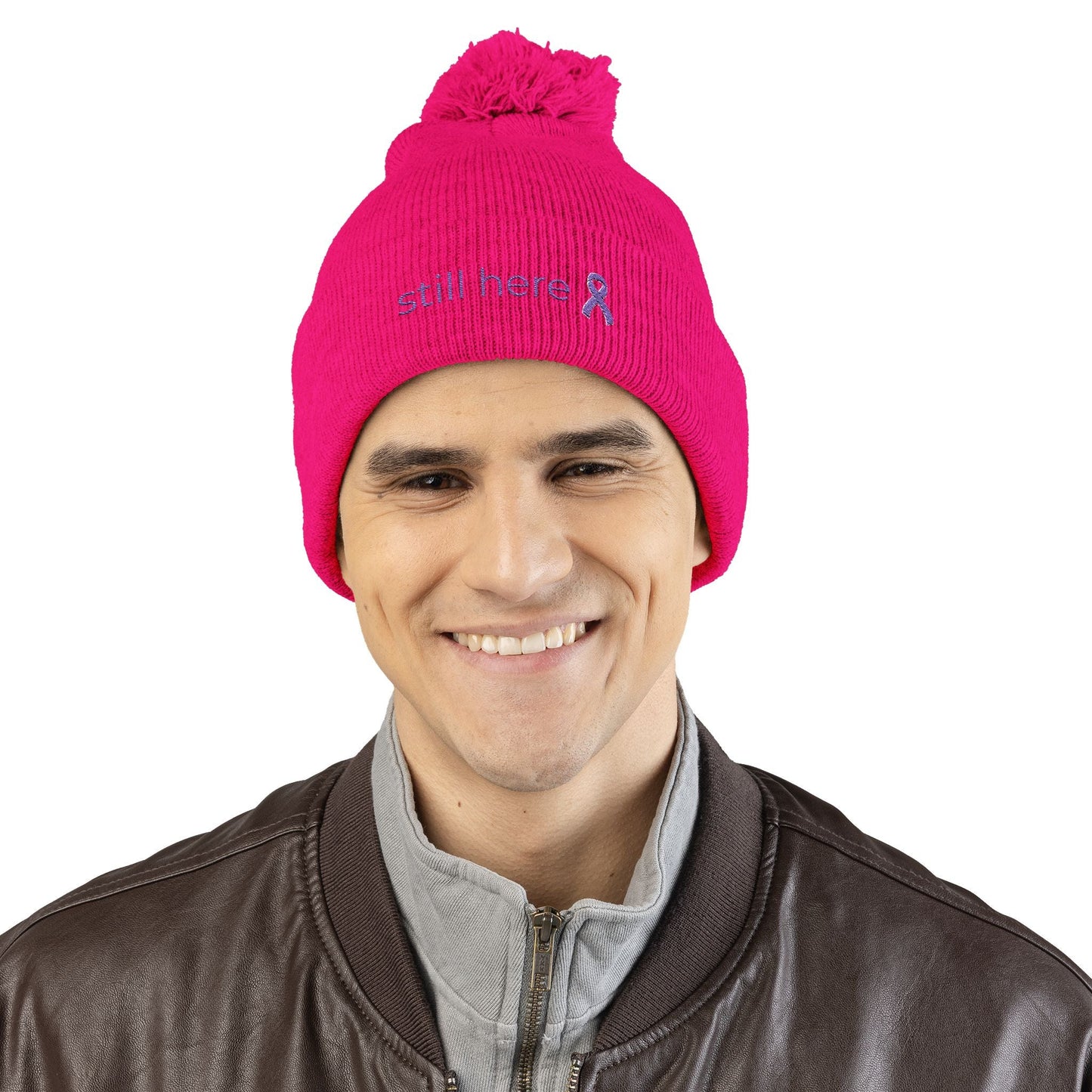 Gorro de Pom-Pom Still Here – Sombrero de Tejido para la Conciencia de la Epilepsia