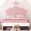 Twin Size Upholstered Princess Bed with Crown Headboard