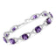 Bracelet de tennis en argent sterling .925 avec améthystes et diamants - Taille 7