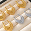 Leaf patchwork heart-shaped earrings with a niche design and titanium steel earrings - Korvel