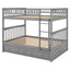 Full over Full Bunk Bed with Drawers, Convertible Beds  Gray - Korvel