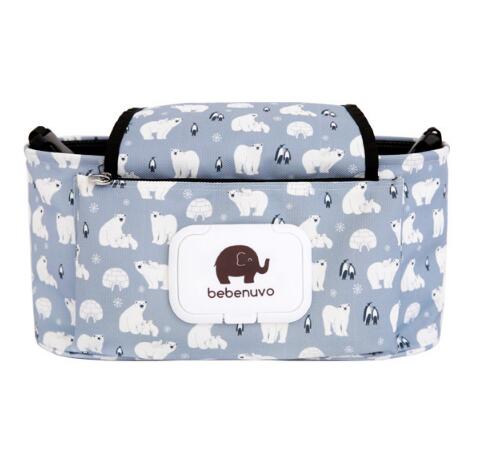 Print Strollers Baby Trolley Bag with Detachable Handbag Multifunctional Baby Stroller Organizer Pram Buggy Cart Hanging Bag XV2 - Korvel