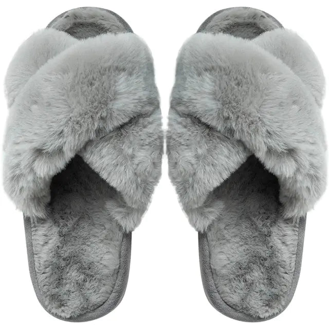 Pantuflas de lujo de invierno con piel