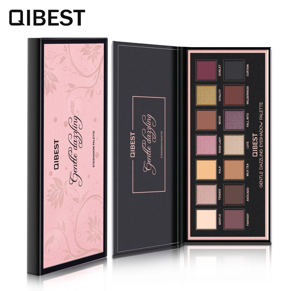 QIBEST 14 Color Matte Eyeshadow Palette - Luxury Velvet Glossy Finish