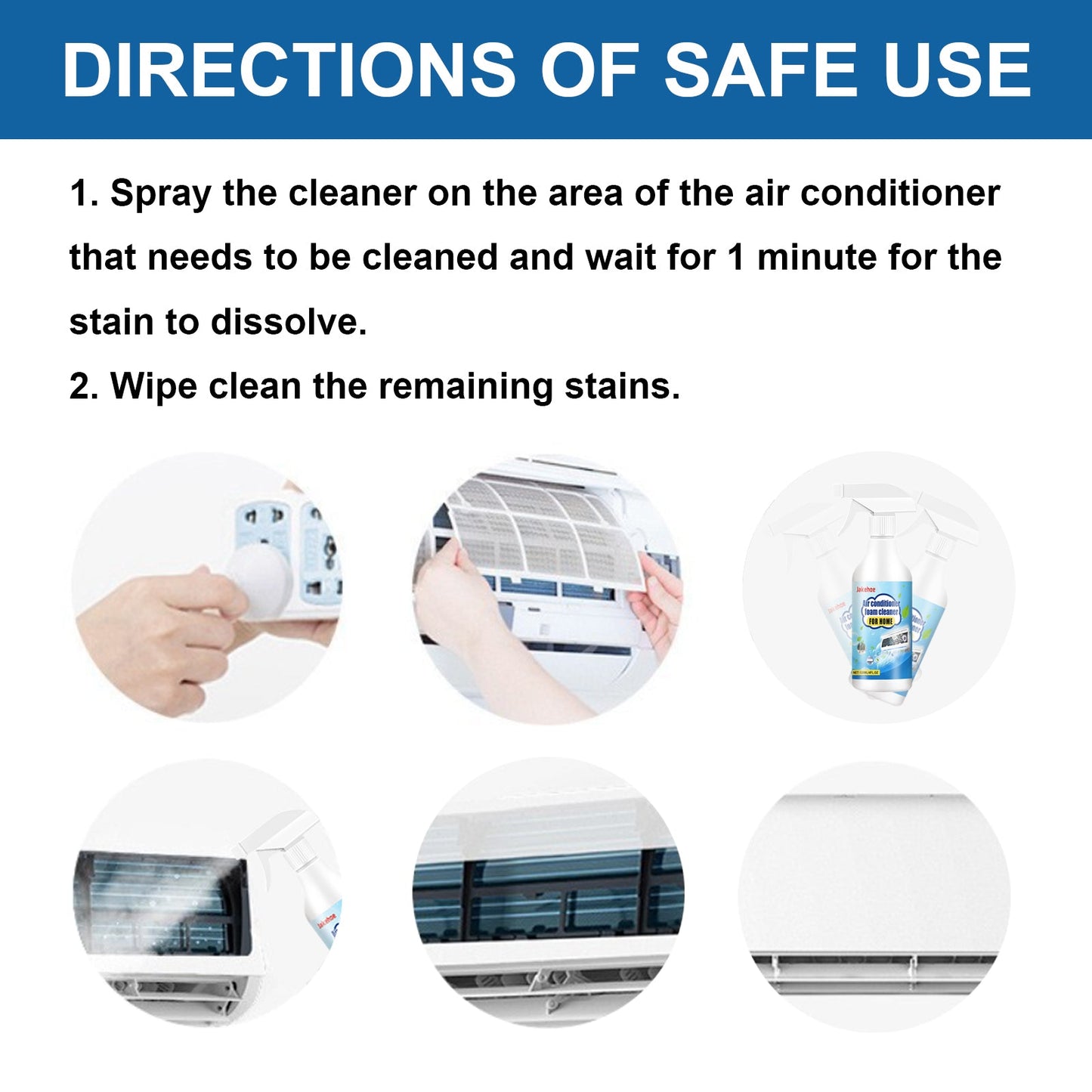 Air Conditioner Foam Cleaner For Home, Air Conditioning Purification Cleaning Decontamination Odor Removal Inside And Outside Machine Cleaning - Korvel
