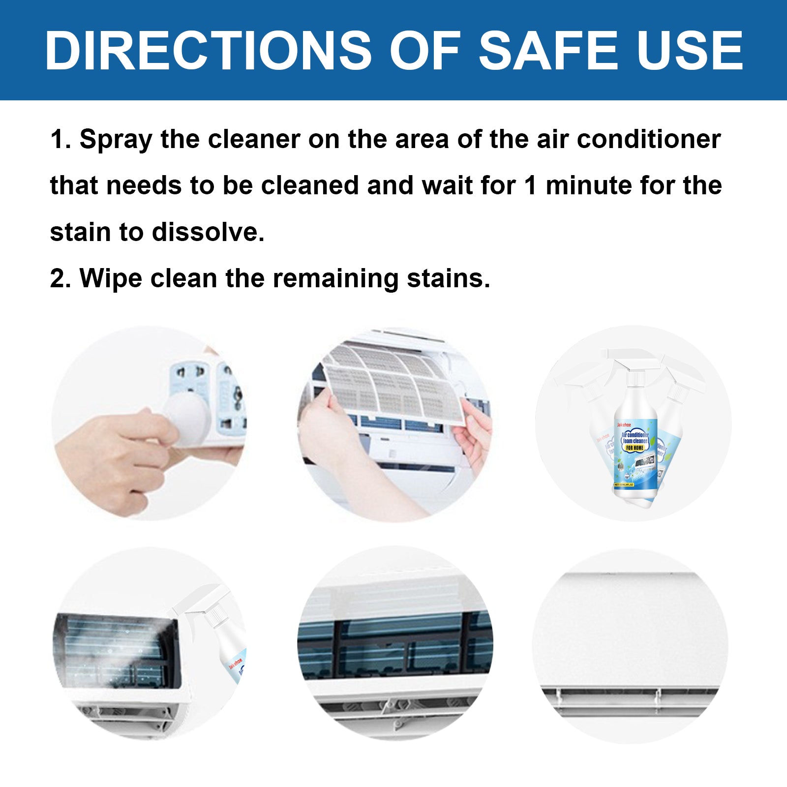 Air Conditioner Foam Cleaner For Home, Air Conditioning Purification Cleaning Decontamination Odor Removal Inside And Outside Machine Cleaning - Korvel