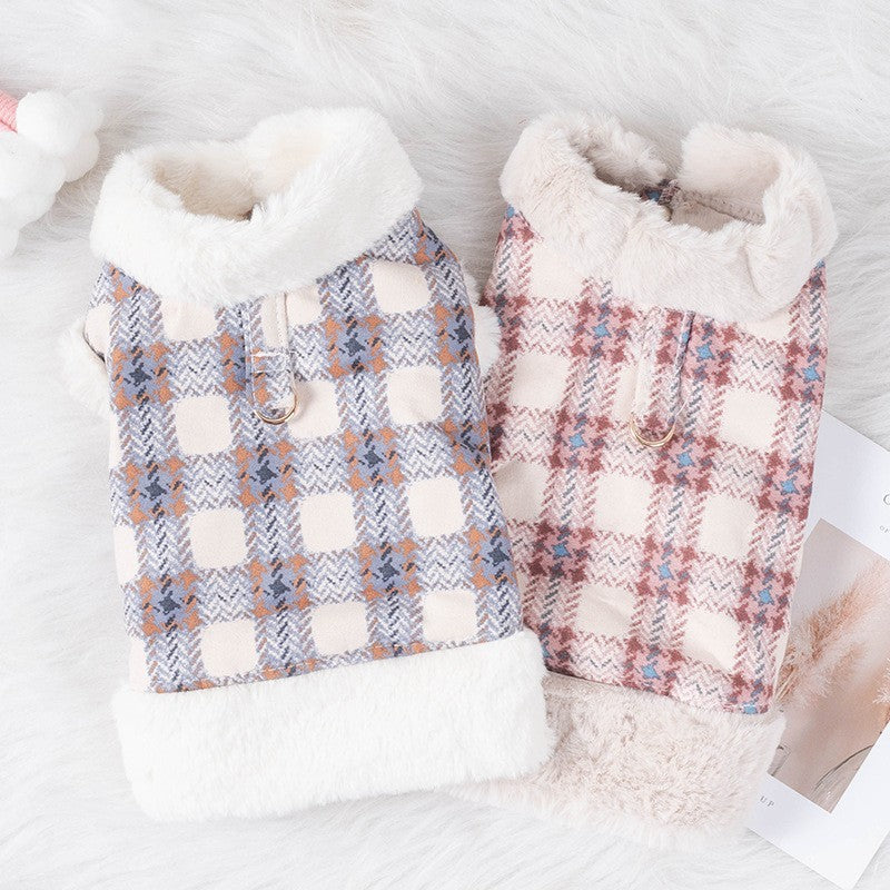 Dog clothing with warmth and plush that can be pulled vest teddy bear small dog cat pet clothing - Korvel
