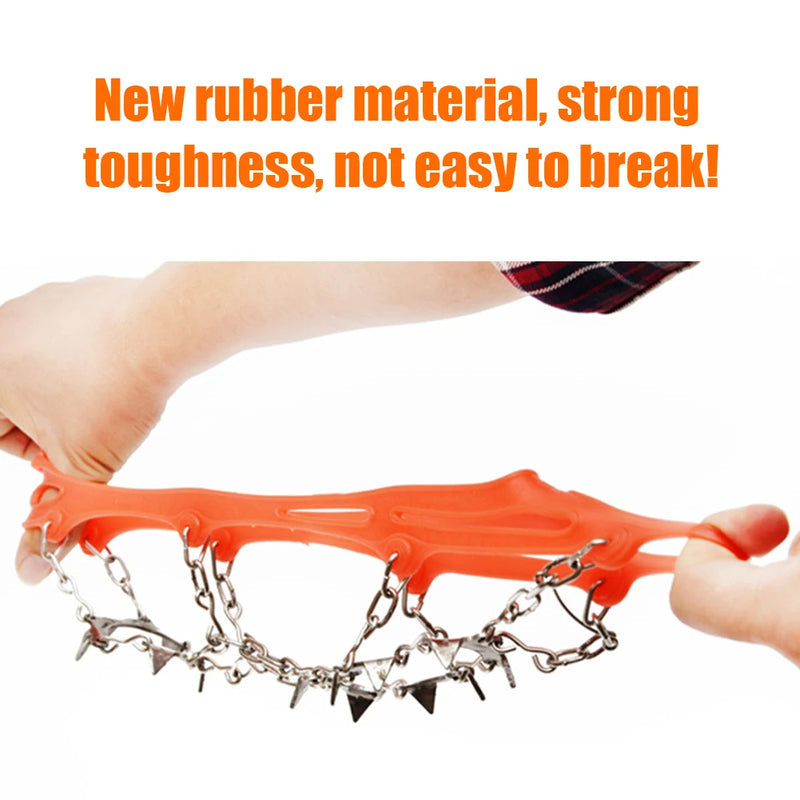 1 Pair Outdoor Climbing Non-slip Ice Snow Grippers 13 Teeth Spike Cleats Crampons for Family Outdoor Camping Accessories - Korvel