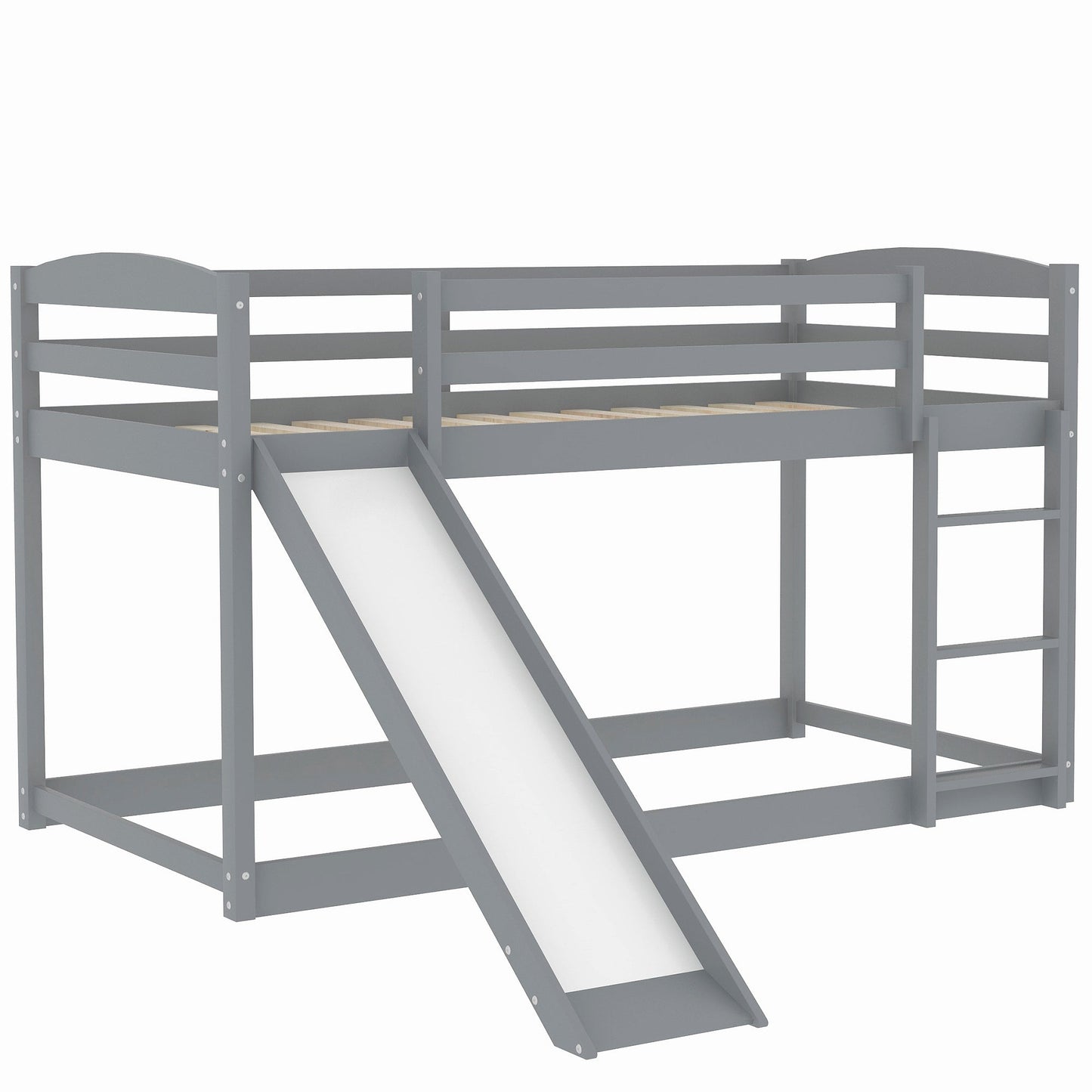 Twin over Twin Bunk Bed with Convertible Slide and Ladder Gray - Korvel