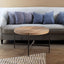 33"Modern Thread Design Round Coffee Table MDF Table Top with Cross Legs Metal Base - Korvel