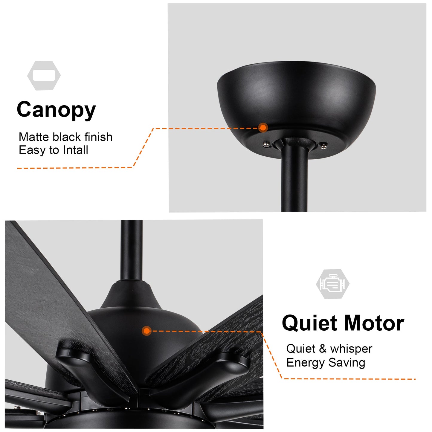 Modern Farmhouse 62-Inch Black Ceiling Fan with Smart Control