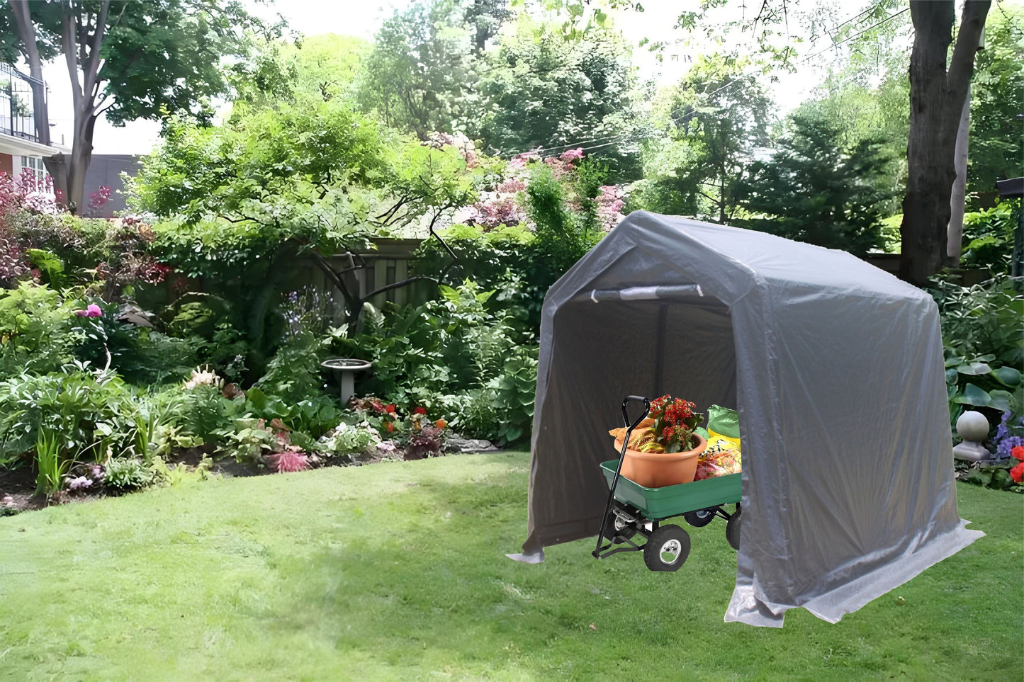 7x8 ft Outdoor Portable Gazebo Storage Shelter Shed with 2 Roll up Zipper Doors & Vents Carport - Korvel