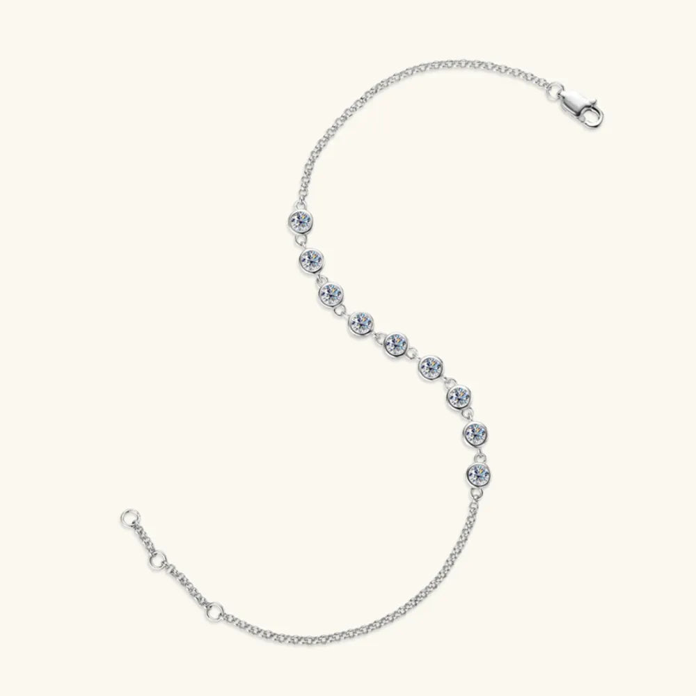 Inlaid Moissanite 925 Sterling Silver Bracelet - Korvel