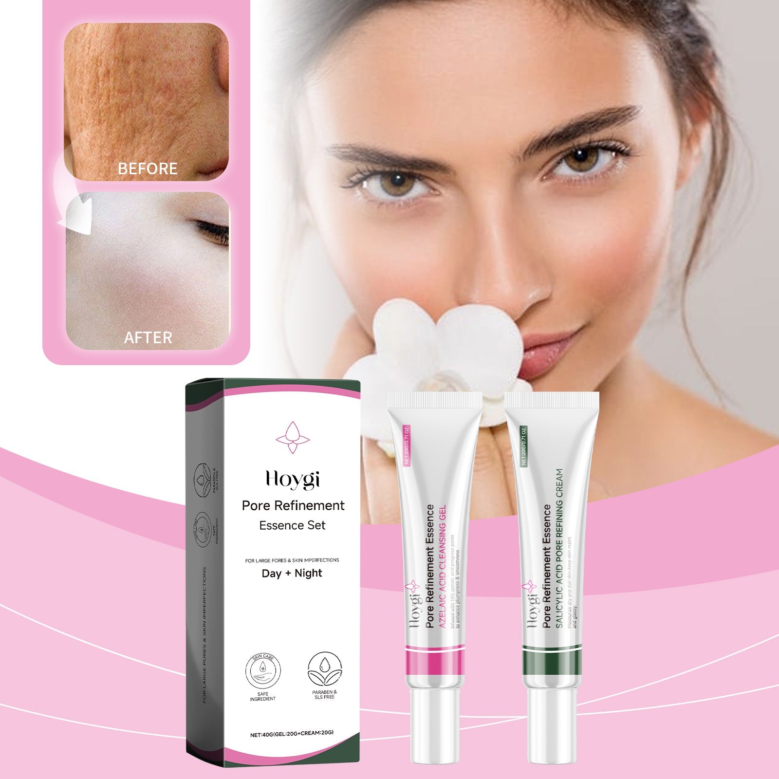 Pore Refinement Essence Set, Deeply Clean The Skin And Fine Pore Skin Cream - Korvel