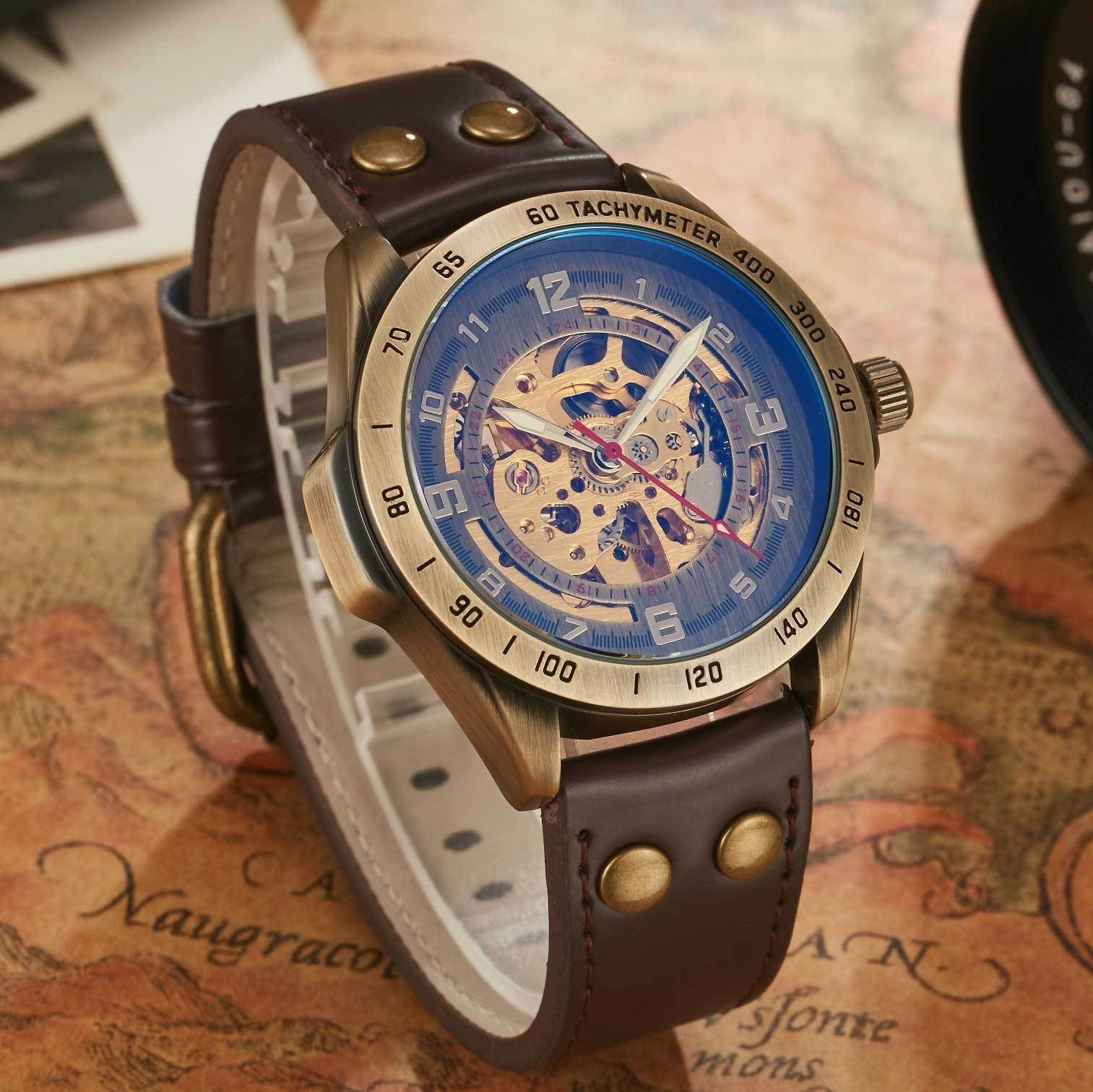 SHENHUA Men's Fashion Hollow out Watch Antique Fully Automatic Mechanical Watch - Korvel