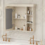 35'' x 28'' Blue Wall Mounted Bathroom Storage Cabinet with Mirror Door, Modern Bathroom Wall Cabinet with Mirror - Korvel