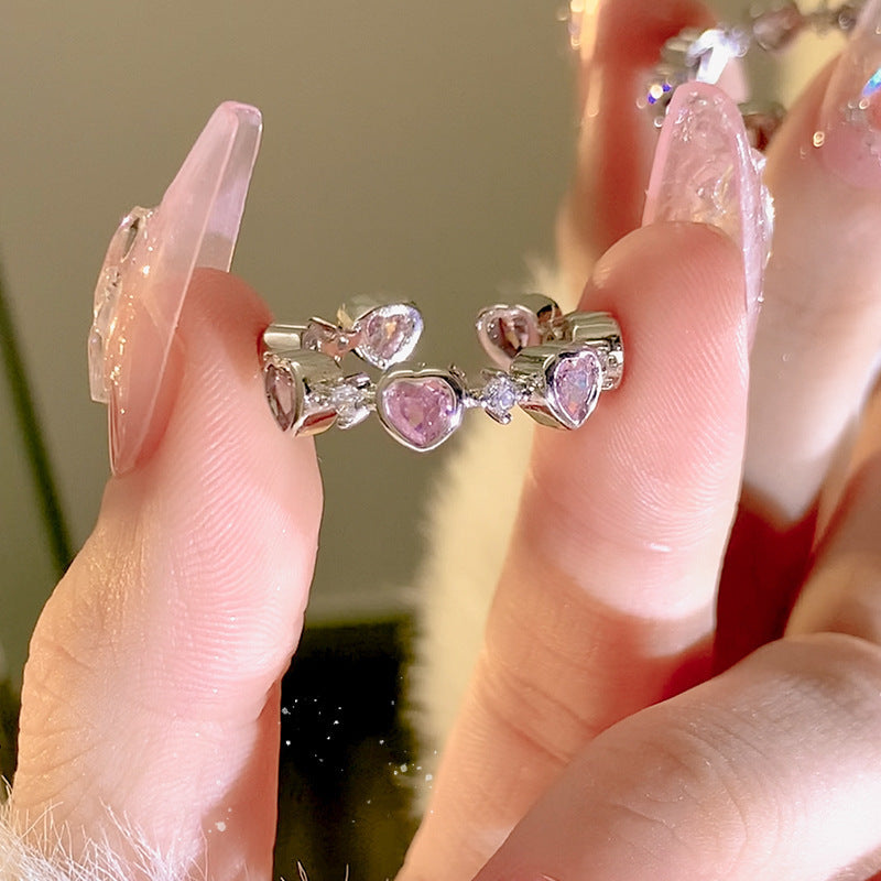 Anillo de Diamante de Circonita de Color Dopamina Love para Mujeres