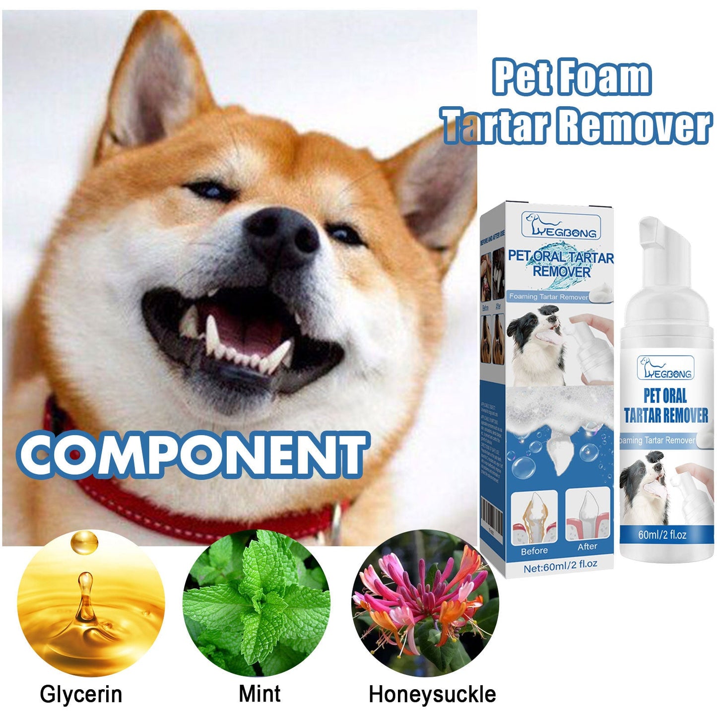 Pet Tartar Remover, Removing Dental Calculus Yellow Teeth Halitosis Cleaning Teeth Mouth Foam Cleaner - Korvel