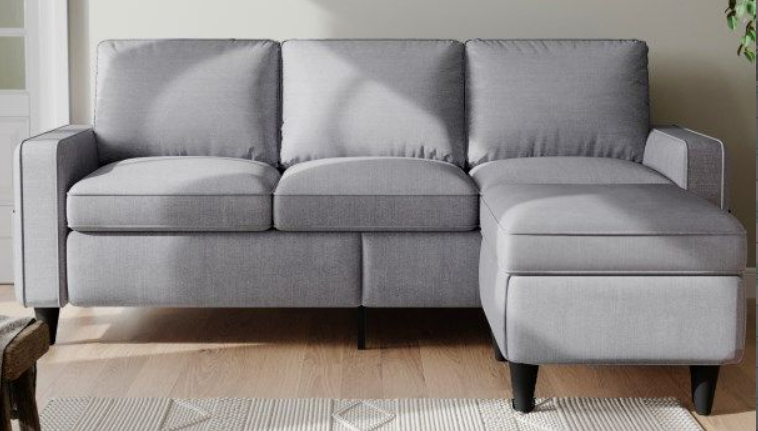 light grey Sofas for families, apartments, dorms, bonus rooms, compact Spaces with lounge lounges L-shaped design for the chaise - Korvel