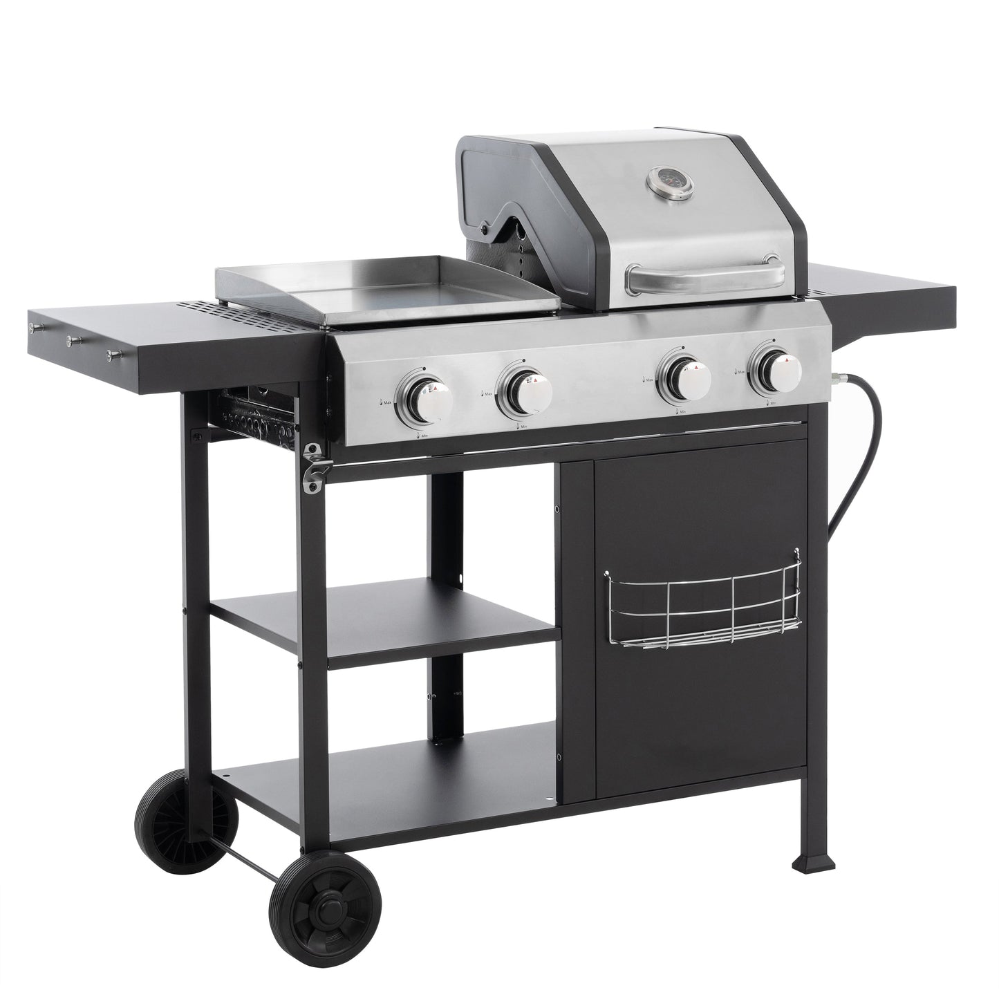 2+2 multifunctional gas barbecue grill and covered grill combination for outdoor cooking - barbecue, barbecue, pizza. - Korvel