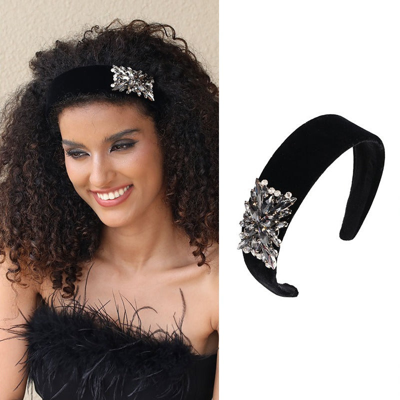 Serre-tête large en strass élégant