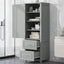 Tall Bathroom Storage Cabinet, Freestanding Storage Cabinet with Two Drawers and Adjustable Shelf, MDF Board , Grey - Korvel