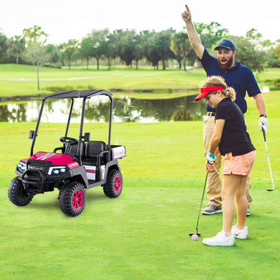 24V Kids Golf Cart 4WD 2-Seater Ride-On Car - Pink
