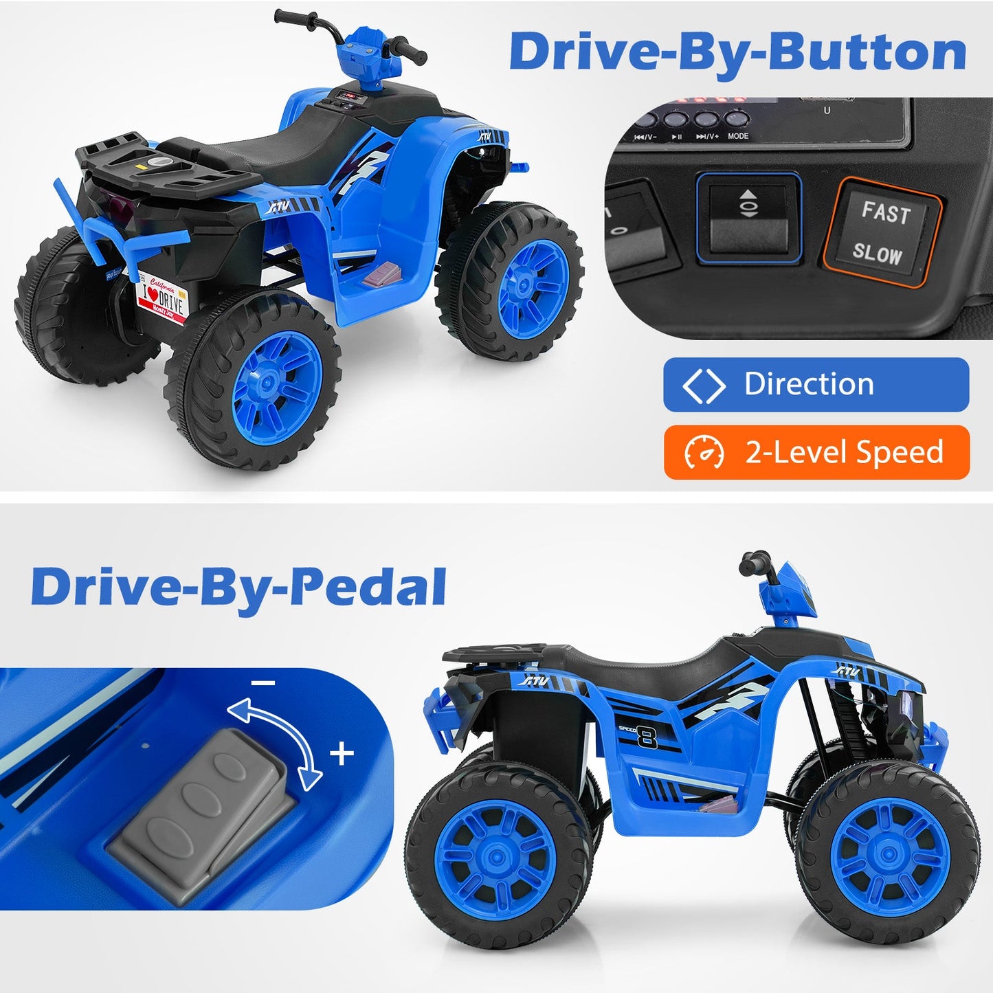 24V Kids Ride-On Electric ATV - Blue