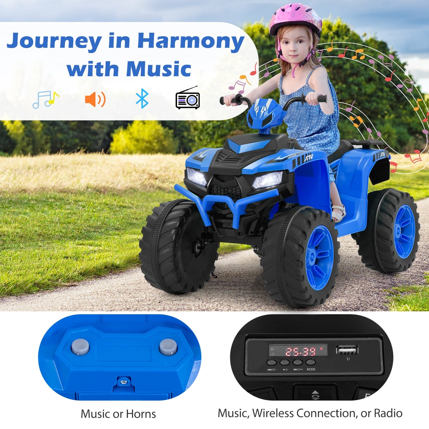 24V Kids Ride-On Electric ATV - Blue