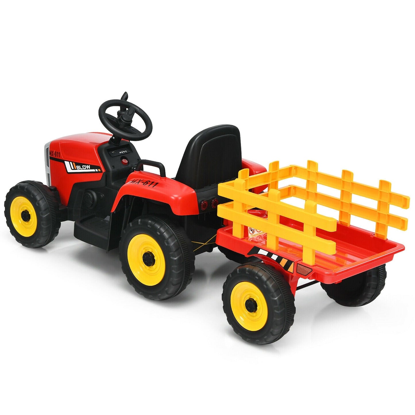 Tracteur Électrique 12V à Conduite pour Enfants 3+ - Rouge