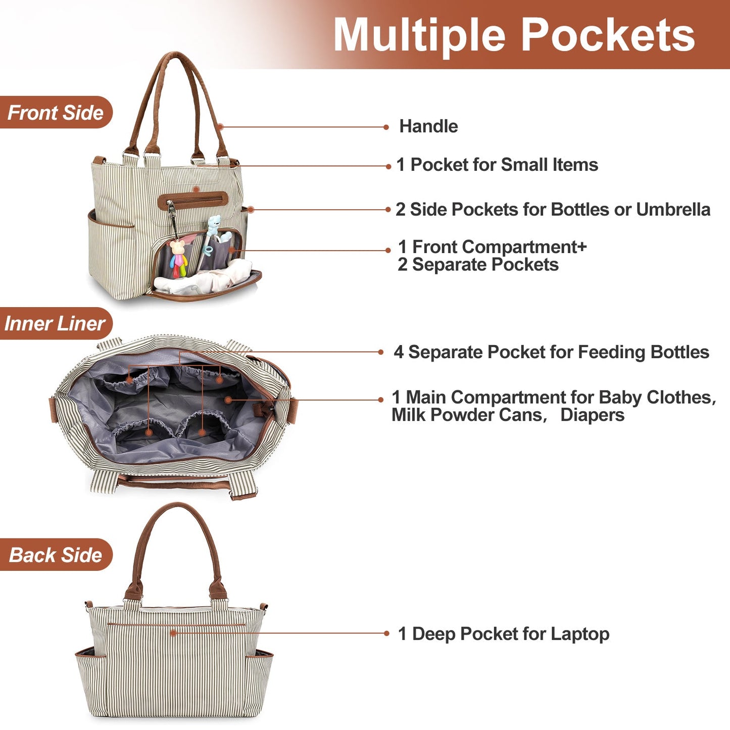 GBruno 8-Piece Baby Nappy Diaper Bag Set