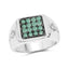 0.60 Carat Emerald & White Diamond Sterling Silver Engagement Ring