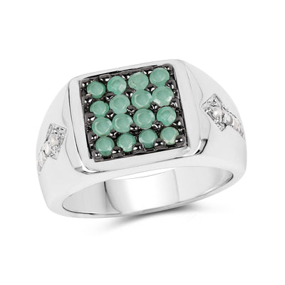 Bague de fiançailles en argent sterling avec émeraude de 0,60 carat et diamants blancs