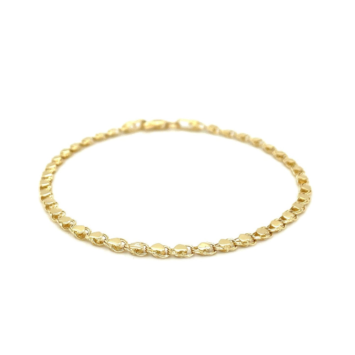 Pulsera de Corazón de Oro Amarillo de 14k - Ancho de 2.9mm