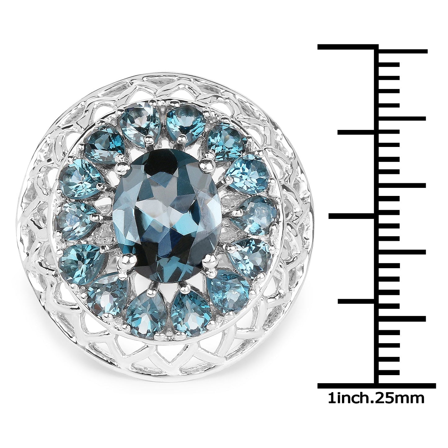 5.98 Carat London Blue Topaz Sterling Silver Cocktail Ring