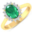 Anillo de Esmeralda Zambiana y Diamante de 14K en Oro Amarillo de 1.87 Quilates